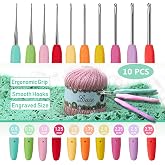 10pcs Small Size Lace Crochet Hooks (0.5~2.75mm), Small Ergonomic Crochet Hooks Set for Thread