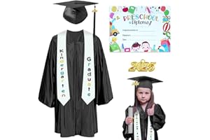 Anraocoss Kindergarten Graduation Cap Gown with 2025 Tassel Graduation Stole Certificate, for Preschool Children Kids
