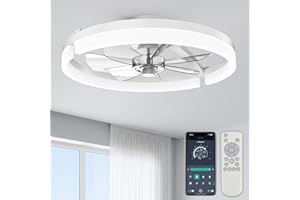 Ceiling Fans with LightsLow Profile Ceiling Fan with APP and Remote Control, 3000-6000K & Brightness Dimmable Fandelier Flush