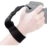 OP/TECH USA SLR Camera Wrist Strap &ndash; Neoprene Quick Release Strap for DSLR, Mirrorless &amp; Film Cameras &ndash; Thin Vintage-Style Camera Holder Accessory - (Black) - Made in USA