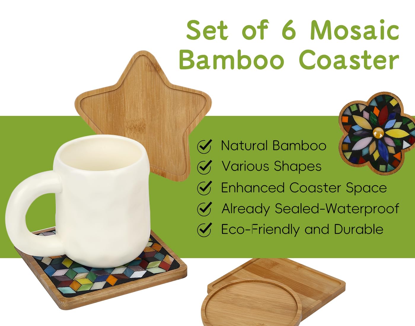 Lanyani 6pcs Wooden Mosaic Base, Various Shapes Substrates for Mosaic Crafts DIY Mosaic Tiles Coaster Base…