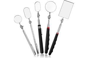 LEONTOOL 5 Pieces Telescoping Inspection Mirror Extendable Mechanic Mirrors Long Telescoping Auto Inspection Mirror 360°Swive
