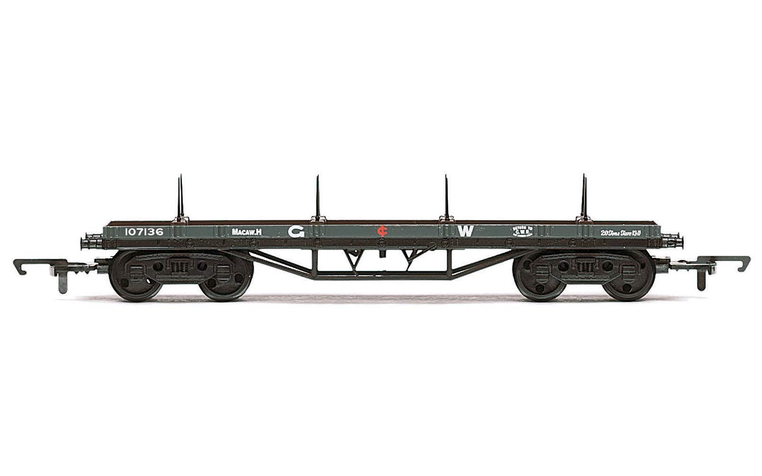Hornby R6982 GWR, Macaw H Bogie Bolster, 107136 - Era 3 Rolling Stock - Wagon