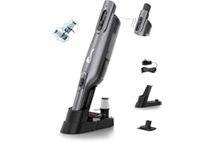 AYONTIN Cordless Handheld Vacuum, Lightweight Portable Hand Vacuum Cleaner with LED Light,Rechargeable Hand Held Vacuum with Charging Dock, Powerful Suction for Office, Home,Car,Silver