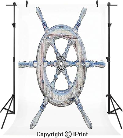 Amazon 航海写真背景幕 白い背景の上に木製の船の舵のイラスト 海を模索するテーマ 誕生日パーティー シームレスフォトスタジオブース背景幕 3x5フィート ブルーホワイト バックペーパー 背景布 通販