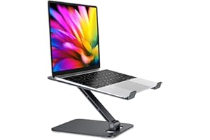 RIWUCT Foldable Laptop Stand, Height Adjustable Ergonomic Computer Stand for Desk, Aluminum Portable Laptop Riser Holder Mount Compatible with MacBook Pro Air, All Notebooks 10-16" (Black)