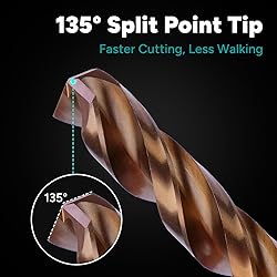 Bestwork 1/4" Three Flute Cobalt Drill Bit Set, M35