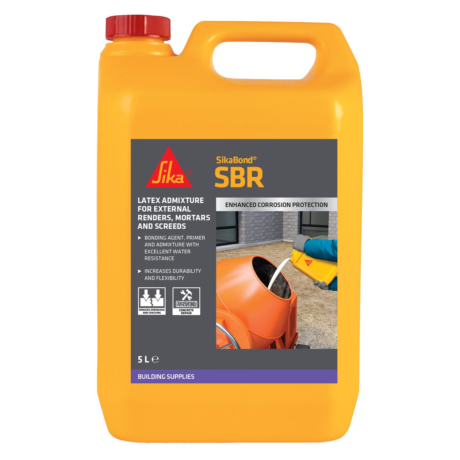 Sika SikaBond SBR Waterproof General Purpose Bonding Agent and Admixture for Mortar,Screeds and Renders - 5L, White