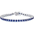 FANCIME Birthstone Bracelet Sterling Silver Gemstone Tennis Bracelets Fine Jewelry Wedding Bridal Prom Birthday Gift for Women Her, Length 7.2 Inch Width 4mm