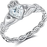 AXOMY Claddagh Rings 925 Sterling Silver Claddagh Celtic Knot Promise Ring Wedding Engagement Celtic Irish Jewelry Mothers Gifts for Women Mom Grandma