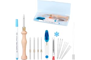 ZUAOOZ Punch Needle Kit Includes 1.6mm-2mm-2.5mm-3.5mm-5mm Needle,5 Size Metal Needles,Punch Needle Tool for Adult Beginner,Perfect for DIY Craft Decoration&Gift(Blue)