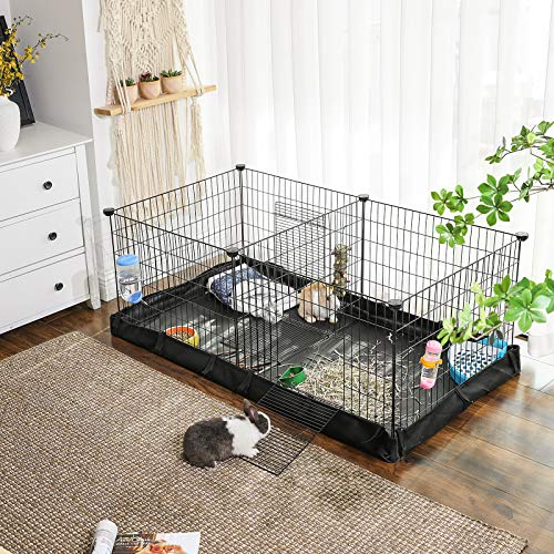 SONGMICS Guinea Pig Cages, Metal Grid Small Animal Playpen With