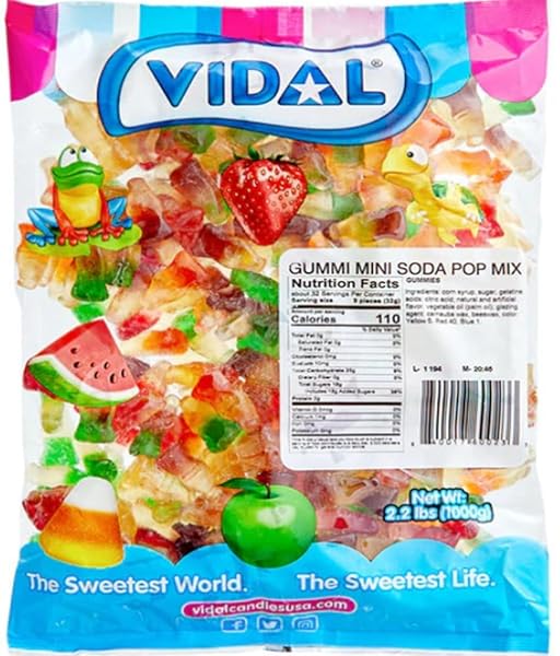 VIDAL MINI SODA POP MIX GUMMY CANDY, 2.2 POUND BAG