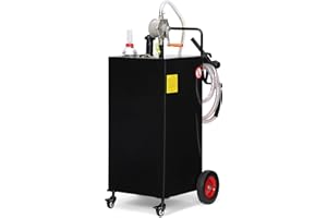 GarveeTech Heavy Duty 30 Gallon Portable Fuel Caddy with Manual Pump – 4-Wheel Gasoline & Fuel Transfer Tank for Trucks, Boat