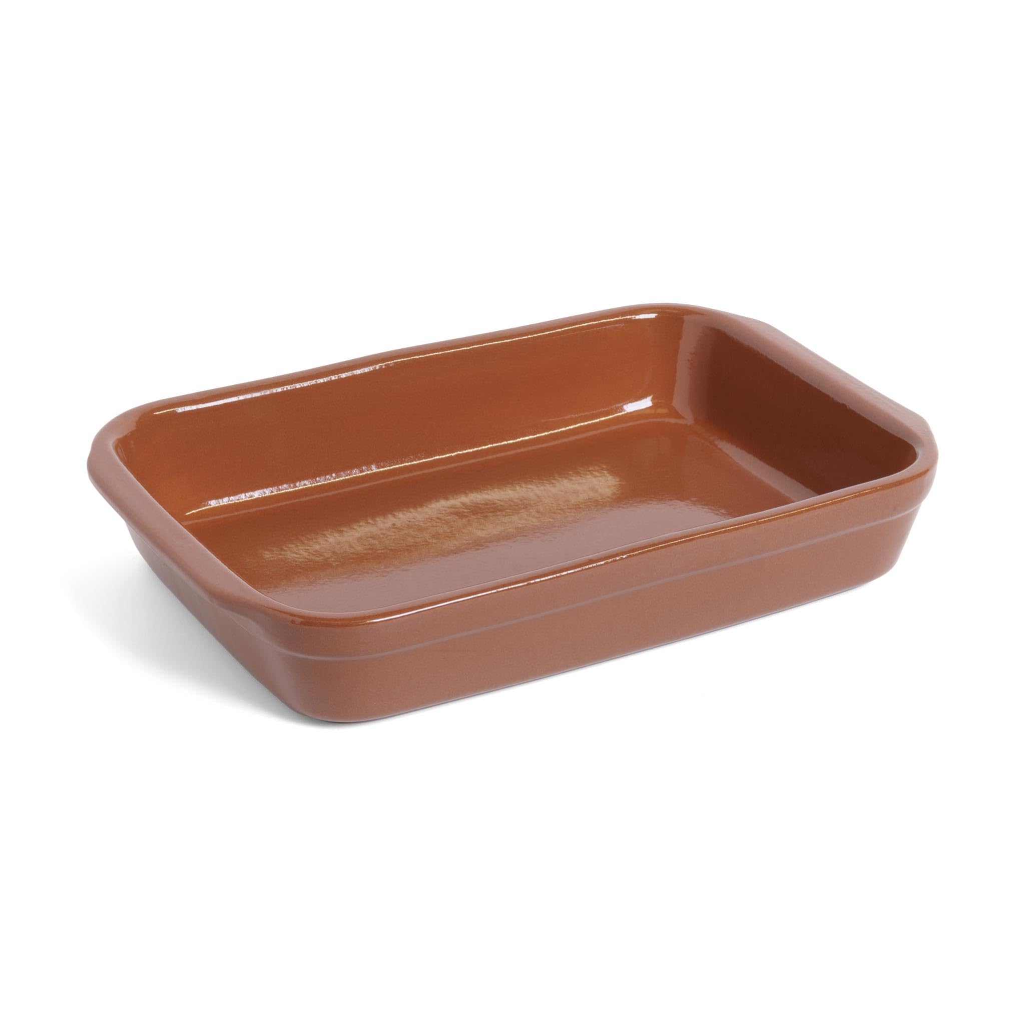 Amazing Cookware Large Natural Terracotta Rectangular Deep Dish, Brown
