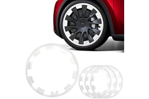 TERAPATON 4 PCS Tire Trim Rings, Fit Tesla Model Y 2017-2024 20 Inch Wheel Rim Protector Rim Guard Rim Hubcaps Cover Tire Trim Rings, Wheel Rim Protection Accessories (4PCS White)