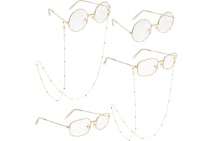 6 Pcs Old Man Glasses Grandma Glasses Costume Set Round Glasses Square Eyeglasses Beaded Sunglasses Chain for Cosplay Costume