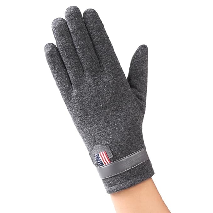 Warm Winter Mens Gloves Elaco Cotton Leather Leather