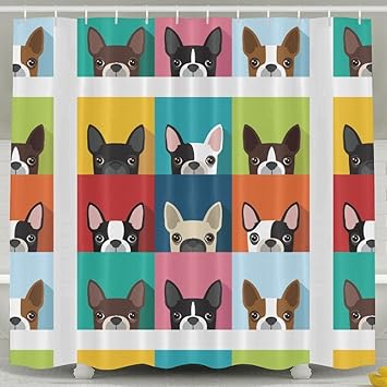 Amazon Com Mdsdwxza Boston Terrier Bulldog Fashion Shower Curtain
