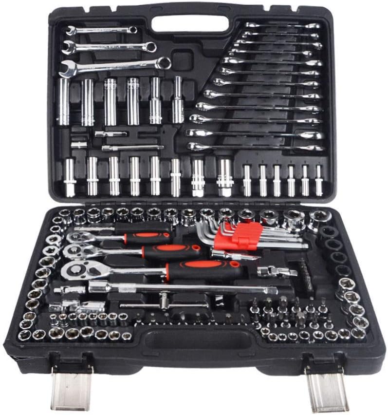 Amazing Tour 150 Pcs 1/2" 1/4" 3/8" Ratchet Wrench Spanner Tool Combination Bit Kit Socket Set Hand Tools Set Box