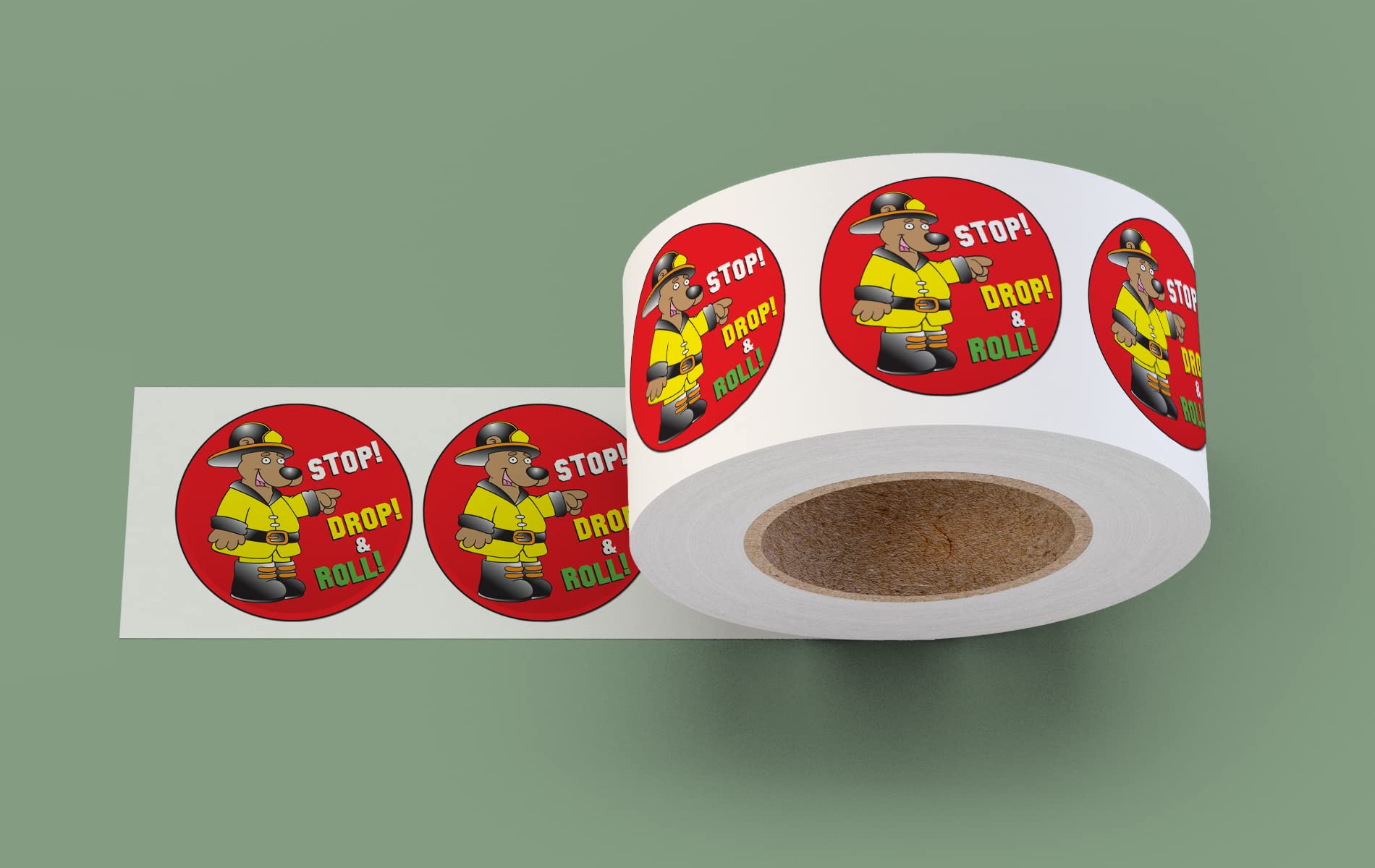 ZOCO - Fire Safety Stickers - Stop Drop Roll Sticker Roll (400 Count) - Firefighter Gifts for Kids - 2 Inch Round