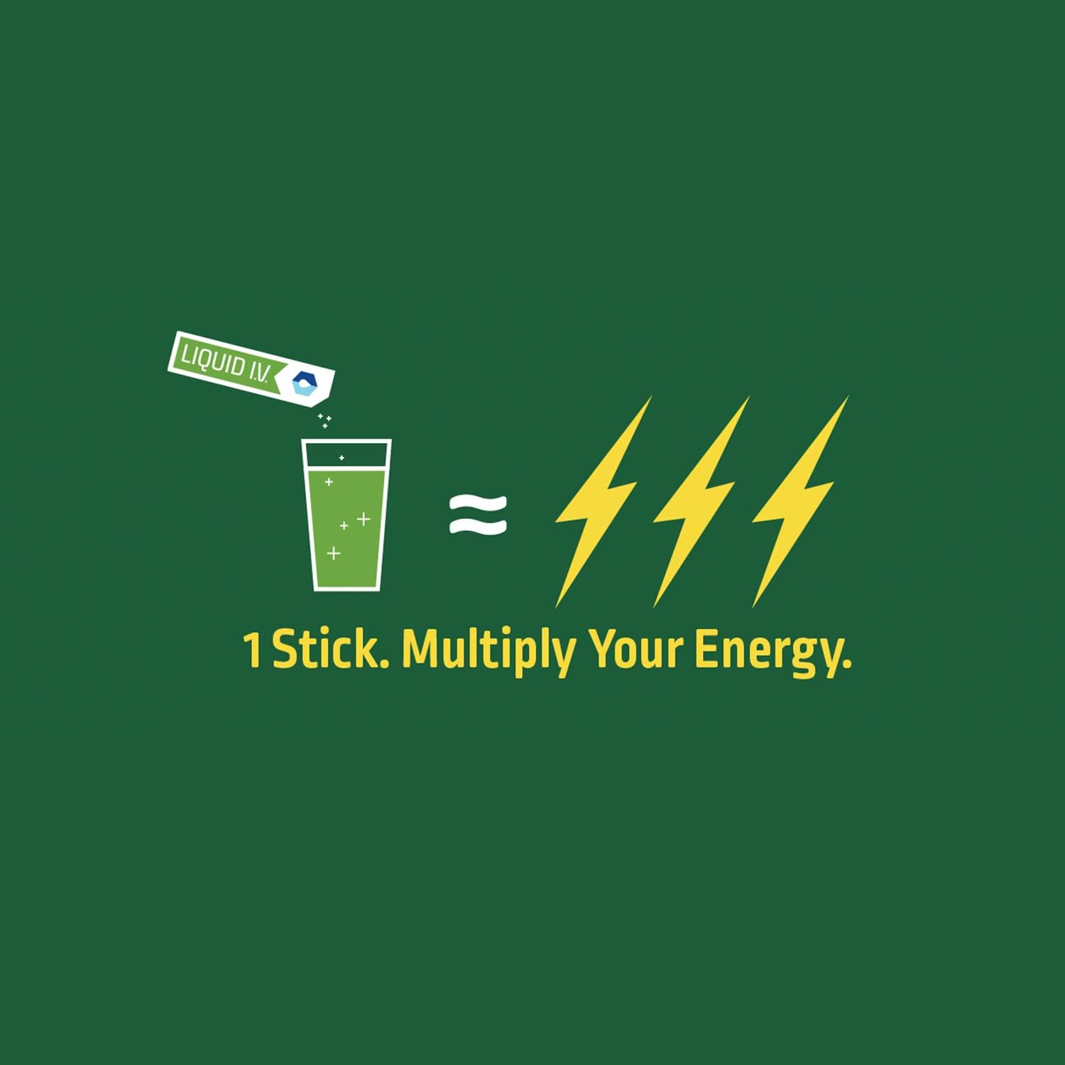 Liquid I.V. Energy Multiplier, Super-Charged Matcha Mix, 9 Essential Vitamins, Natural Caffeine, Easy Open Packets, Supplement Drink Mix, (Lemon Ginger) (14 Count): Health & Personal Care