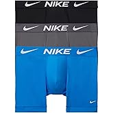 Nike Men's Essential Micro Boxer 3 Pack Brief, Black/Grey/Blue, Medium