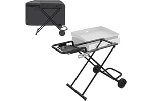 EasiBBQ Portable Grill Cart and Cover for Blackstone 17" 22" Table Top Griddles, Folding Cart Griddle Stand Shelf for Backyard, Camping and Outdoor Cooking. Black