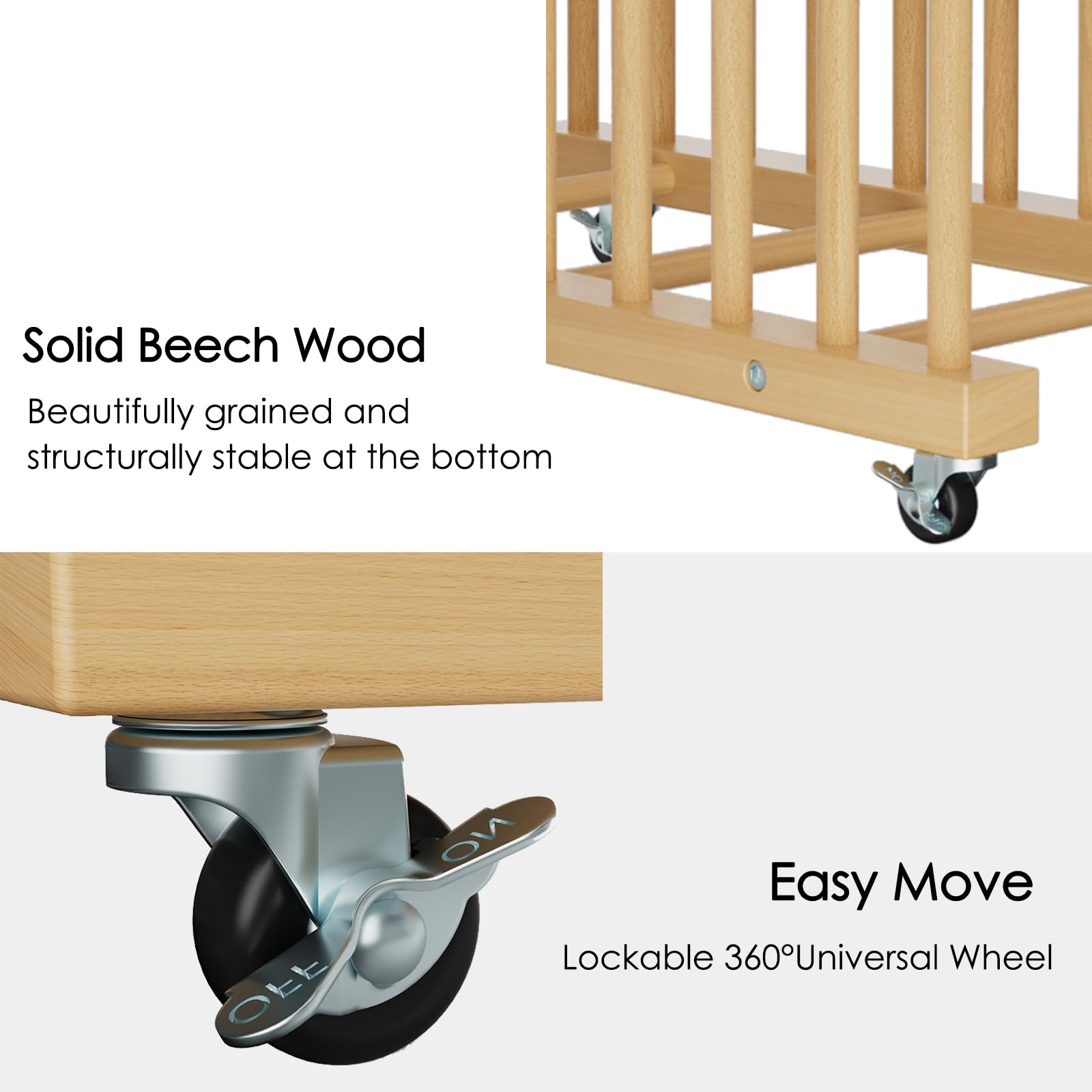 Art Storage Rack with Caster Wheels Art Drying Rack Wood Storage Stand for Canvas Storage, Drawing Board Storage Rack, Printed Matter, Paper Pad for Art Studio, Gallery, Artworks