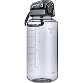 Fanhaw 32 Oz Clear Tritan Water Bottle, BPA-Free & Leak-Proof, Wide Mouth with Anti-dust Chug Lid, Reusable Plastic Bottle for Gym, Travel, School & Office (Gray)