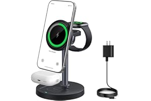 RUI MAI LAI 3 in 1 Wireless Charging Station for Apple Magsafe Charger Stand,15W Fast Magnetic Charging Station for iPhone 17 Air 16 15 14 13 12 11 Series, Watch Ultra & AirPods Apple Devices, Cell Phone Dock