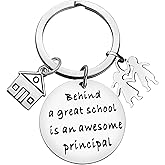 School Principal Gifts Keychain Assistant Principal Gifts Behind a Great School is an Awesome Principal Keychain Principal Appreciation Gifts Christmas Birthday Retirement Gifts End of School Year