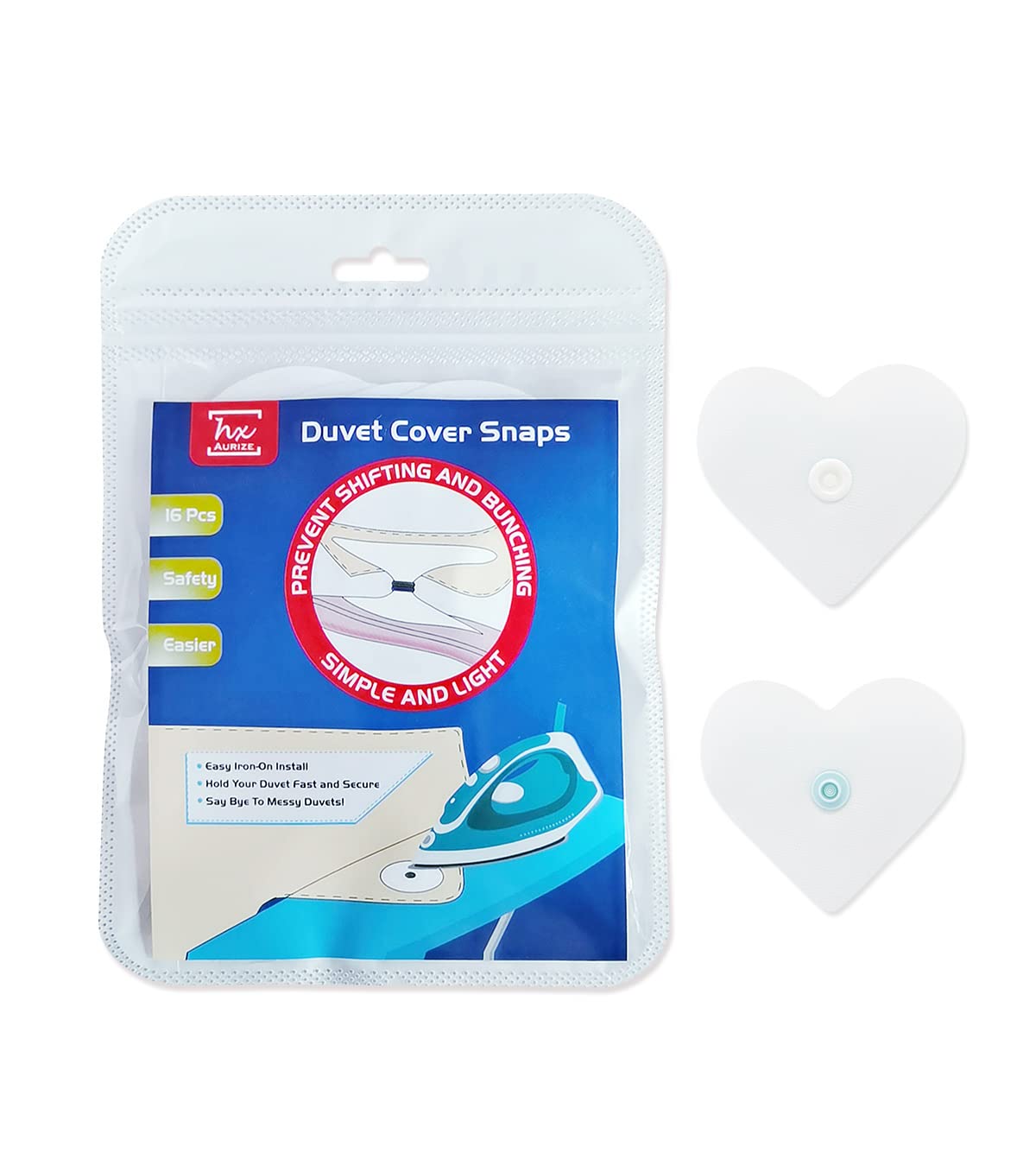 HX AURIZE 16 Pcs/Lightweight Duvet Cover Snaps Fasteners Comforter Holder Clips Keep the Corner Safe in Place (White)