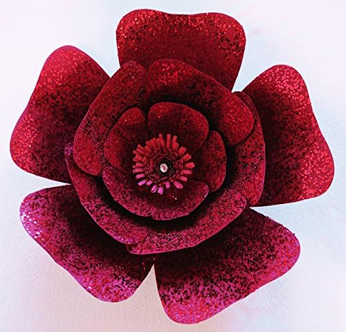 Red Jumbo Paper &amp; Glitter Fabric Flower, 18" Diameter, Big Bloom Rose, 21-Piece Do-It-Yourself Kit