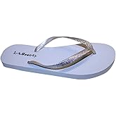 Dona Michi Womens Flip Flop With Glitter Straps and Comportable Footbed, Cool Looking Style_White_11