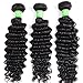 Beauty Youth Brazilian Hair Deep Curly Bundles with Lace Closure(14 16 18 +14)100% Unprocessed Curly Virgin Hair Wet and Wavy Deep wave Human Hair Extensions 3 Bundles with Closure Free Part