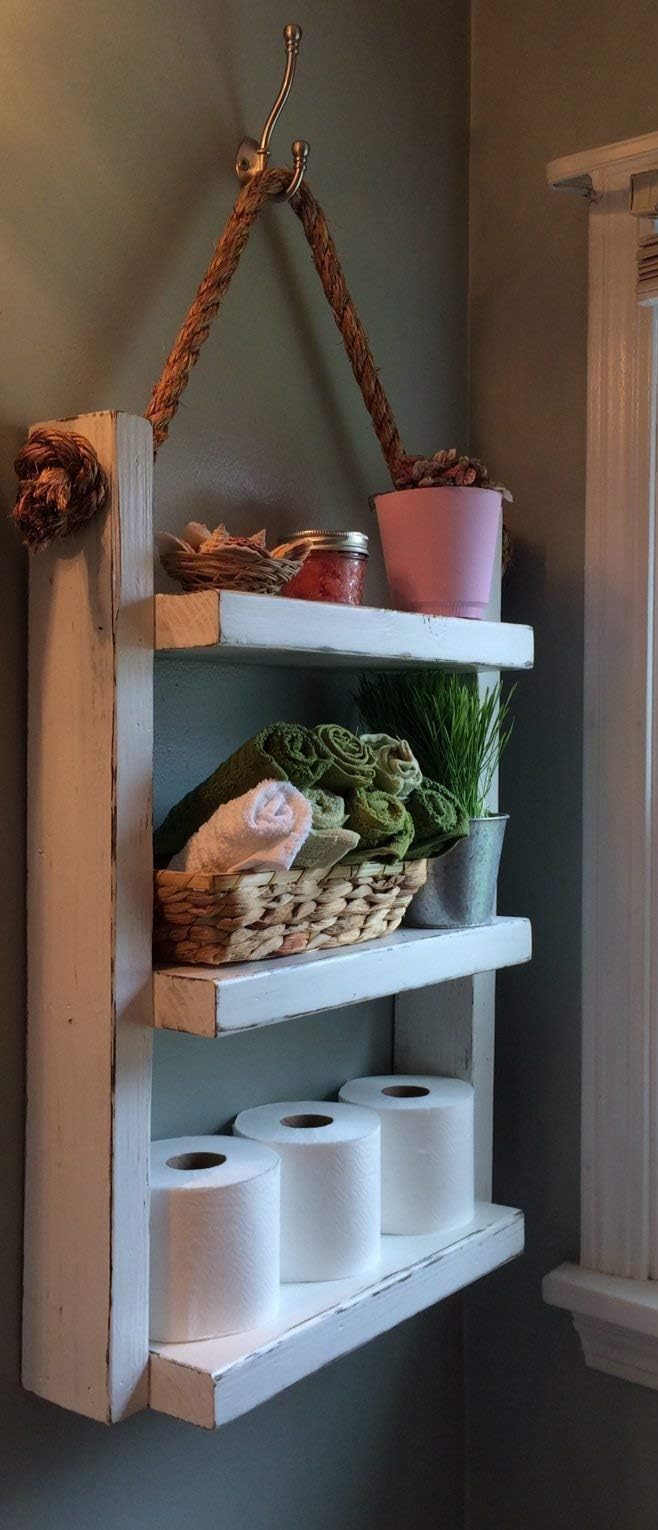 Over the toilet storage, Wooden Ladder Shelf, Storage Shelf, Bathroom Storage, Rustic Shelf, Bathroom Towel Rack