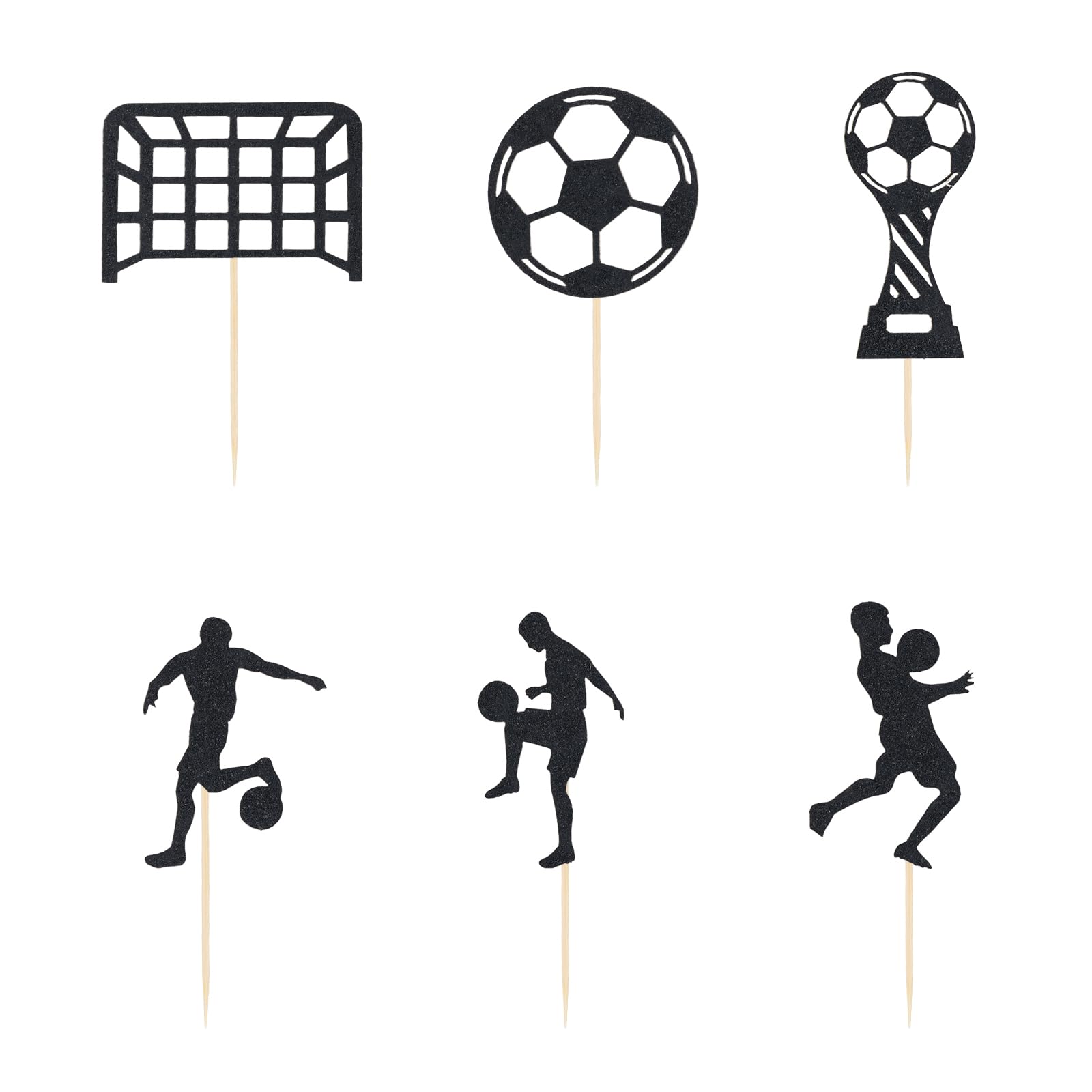 Photo 1 of 24pcs Soccer Cupcake Toppers, Glitter Soccer Cake Decorations Soccer Ball Cupcake Picks Soccer Themed Sports Cake Decorations for Birthday Sport Party Baby Shower