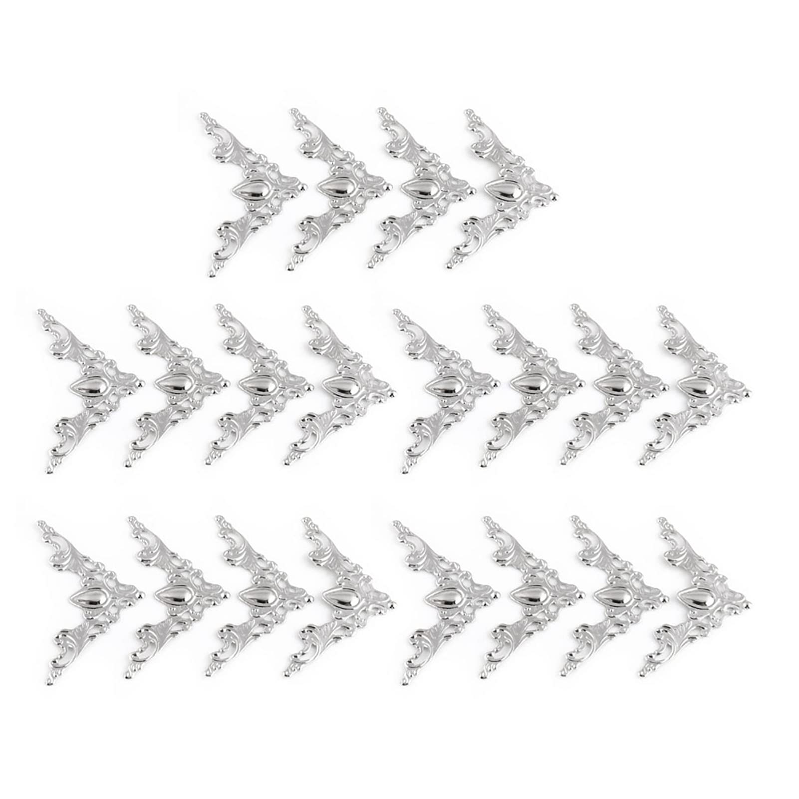 20pcs/Lot Antique Metal Box Corner Protectors Book Scrapbooking Albums Menus Decorative Cover (White)