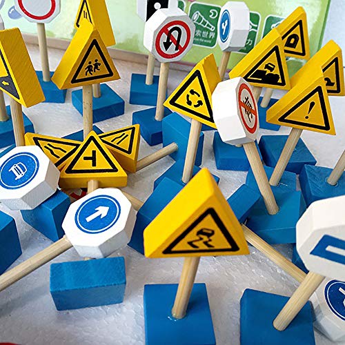 wanshenGyi Kids Educational Toys DIY Musical Instrument, Wooden Street Road Traffic Sign Building Blocks Handicraft Kids Education Toy