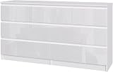 Panana Modern High Gloss Drawer Cabinet 6 Drawers White Bedside Table