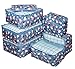 Vercord 7 Set Travel Packing Organizers Cubes Luggage Suitcase Organizer Bags Clothes Underwear Cube Shoe Pouch Pack Blue Flower