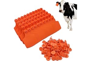 PAULOZYN 4.1” L×3.5”W Livestock Ear Tags Big Blank 100PCS Identification TPU Precision Tags for Cattle Cows Pigs Hog Goats Sheep Calf Animal (Orange)