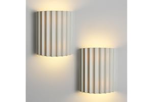 Fetason White Resin Modern LED Wall Sconces Wall Lighting Set of 2, Indoor Hardwired Wall Mount Light Fixtures Lamp Up and Do