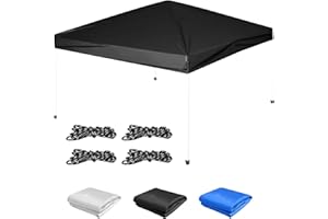 MALOROY 10×10 Canopy Replacement Top Cover, Pop Up Canopy Tent Cover for Straight Leg Frame, Waterproof Canopy Top with Windproof Ropes for Outdoor Garden Patio Camping Sun Shade(Top Only) (Black)