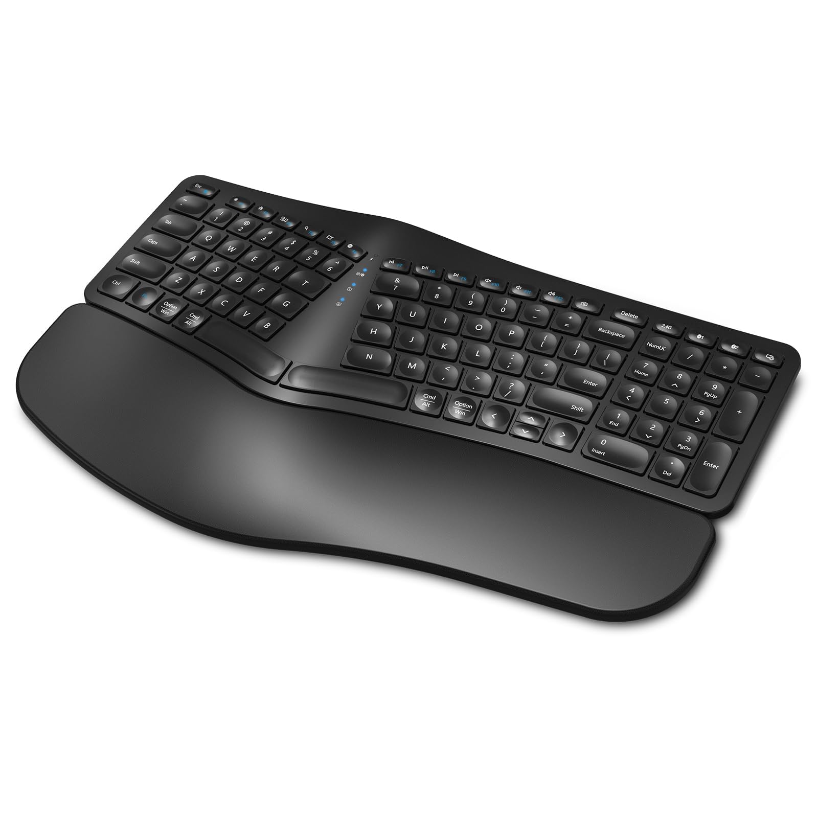 Photo 1 of EDJO Ergonomic Wireless Keyboard Rechargeable, Bluetooth/2.4G Wireless Keyboard with Cushioned Wrist Rest, Multi-Device, Split Design, for Windows/Mac/Android/iOS