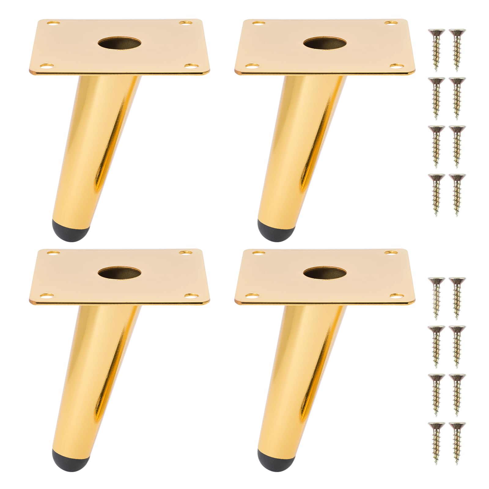 NAKUPENDA Furniture Feet, Pack of 4 Metal Legs for Furniture, Furniture Legs, Cone, Slanted Furniture Feet, Table Legs, Cabinet Feet, DIY for Cabinet, Chair, Coffee Table (10 cm Height, Golden)
