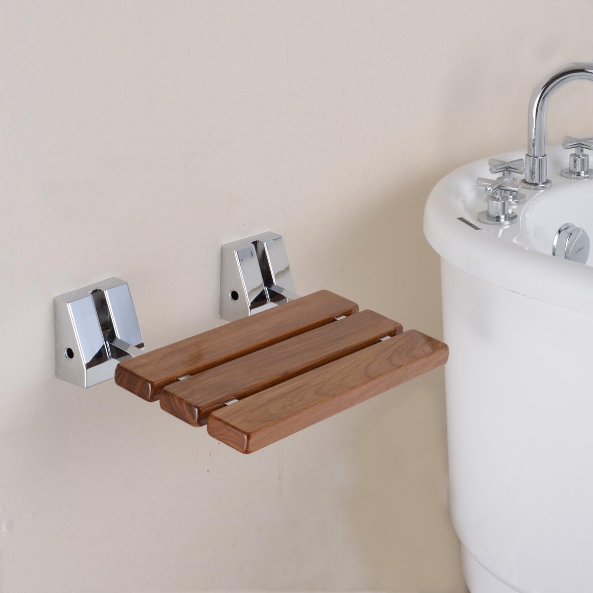 HANEBATH Teak Folding Shower Seat - Natural