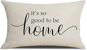 PSDWETS Farmhouse Throw Pillow Covers with It's So Good to Be Home Quotes Cotton Linen Pillow Covers 12 x 20 Inches for Rustic Modern Farmhouse Decor