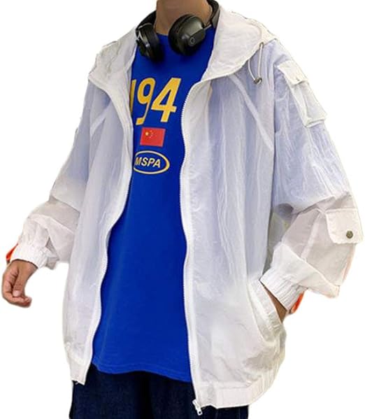 Amazon Bestmoodジャケット メンズ アウター Uvカット ブルゾン 切り替え フード付け 大きいサイズ 韓国ファッション 薄手 春物 コート ジャケット 通販